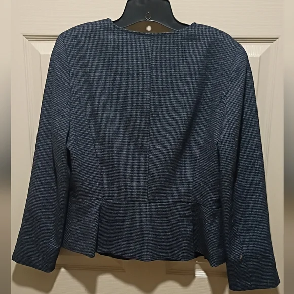 Vintage ANN TAYLOR button Front Pleated Navy Blue Blazer Jacket Size 12 - Picture 7 of 13